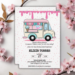 Ice Cream Truck Scoop Sprinkles Baby shower Kaart