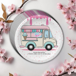 Ice Cream Truck Scoop Sprinkles Baby shower Papieren Bordje