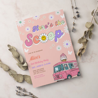 Ice Cream Truck Scoops 2nd Birthday Kaart