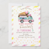 Ice Cream Truck Stried Birthday Kaart (Voorkant)