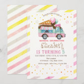 Ice Cream Truck Stried Birthday Kaart (Voorkant / Achterkant)