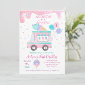 Ice Cream truck Sweet One 1st Birthday Uitnodiging (Staand voorkant)