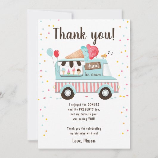 Ice Cream Truck Sweet Time Boy Blue Hartelijk dank Kaart (Voorkant)