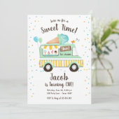 Ice Cream Truck Sweet Time Boy Mint Blue Birthday Kaart (Staand voorkant)
