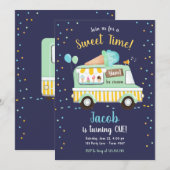 Ice Cream Truck Sweet Time Boy Mint Blue Birthday Kaart (Voorkant / Achterkant)