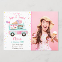 Ice Cream Truck Sweet Time Pink Girl Birthday