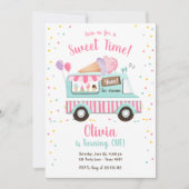 Ice Cream Truck Sweet Time Pink Girl Birthday Kaart (Voorkant)