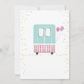 Ice Cream Truck Sweet Time Pink Girl Birthday Kaart (Achterkant)