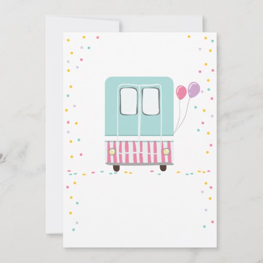Ice Cream Truck Sweet Time Pink Girl Birthday Kaart (Achterkant)