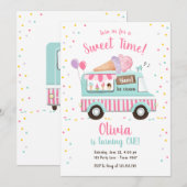 Ice Cream Truck Sweet Time Pink Girl Birthday Kaart (Voorkant / Achterkant)