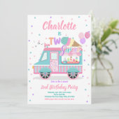 Ice Cream Truck Twee Lief 2e Verjaardagsfeest Kaart (Staand voorkant)