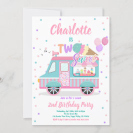 Ice Cream Truck Twee Lief 2e Verjaardagsfeest Kaart