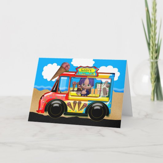 Ice Cream Truck Verjaardag wenskaart Kaart (Voorkant)