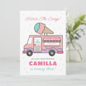 Ice Cream Truck Verjaardagsfeest uitnodiging (Staand voorkant)