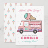 Ice Cream Truck Verjaardagsfeest uitnodiging (Voorkant / Achterkant)
