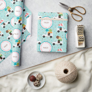 Ice Cream Trucks Happy Birthday - persoonlijk Cadeaupapier