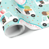 Ice Cream Trucks Happy Birthday - persoonlijk Cadeaupapier (Rol Hoek)