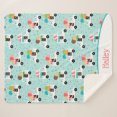 Ice Cream Trucks Sprinkles Girls gepersonaliseerd Sherpa Deken (Voorkant (horizontaal))