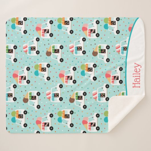 Ice Cream Trucks Sprinkles Girls gepersonaliseerd Sherpa Deken (Voorkant (horizontaal))
