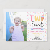 Ice Cream Twee Lief 2e Verjaardagsfeest Kaart (Voorkant)