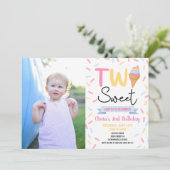 Ice Cream Twee Lief 2e Verjaardagsfeest Kaart (Staand voorkant)