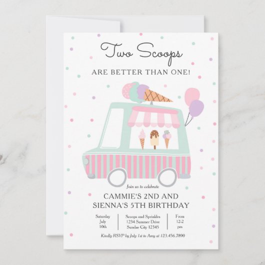 Ice Cream Twee schepjes zijn beter dan één verjaar Kaart (Voorkant)