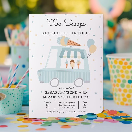 Ice Cream Twee schepjes zijn beter dan één verjaar Kaart