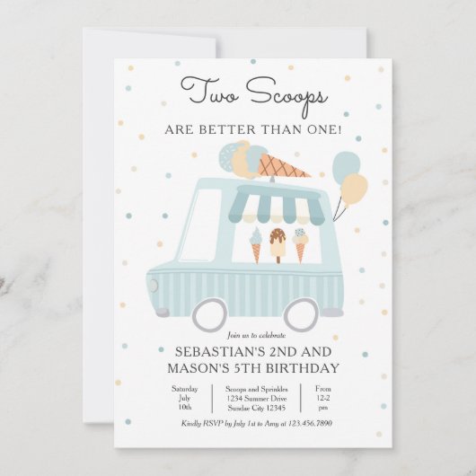 Ice Cream Twee schepjes zijn beter dan één verjaar Kaart (Voorkant)