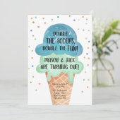 Ice Cream Twin Birthday Blue Mint Cone Confetti Kaart (Staand voorkant)