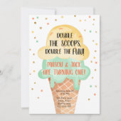 Ice Cream Twin Birthday gele muts Cone Confetti Kaart (Voorkant)