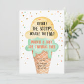 Ice Cream Twin Birthday gele muts Cone Confetti Kaart (Staand voorkant)