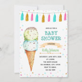 Ice Cream Twins baby shower uitnodiging (Voorkant)
