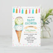 Ice Cream Twins baby shower uitnodiging (Staand voorkant)