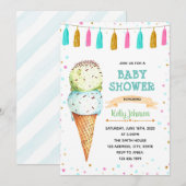 Ice Cream Twins baby shower uitnodiging (Voorkant / Achterkant)