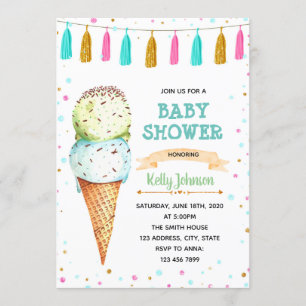 Ice Cream Twins baby shower uitnodiging