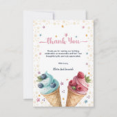 Ice Cream Twins Jongen en Meisje Cool Verjaardag Bedankkaart (Voorkant)