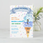 Ice Cream Twins Jongens Meisjes Twee Scoops Verjaa Kaart (Staand voorkant)