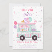 Ice Cream Two Sweet 2e Verjaardag Ice Cream Truck Kaart (Voorkant)