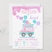 Ice Cream Two Sweet 2e verjaardag Uitnodigingen (Voorkant)