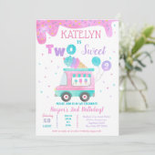 Ice Cream Two Sweet 2e verjaardag Uitnodigingen (Staand voorkant)