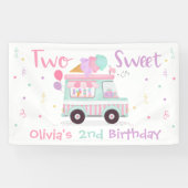 Ice Cream Two Sweet 2nd Birthday Party Decorations Spandoek (Horizontaal)