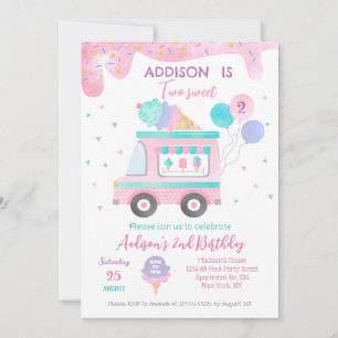 Ice Cream Two Sweet 2nd Birthday Party Save The Date