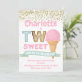 Ice Cream Two Sweet Gold Sprinkles 2e verjaardag i Kaart (Staand voorkant)