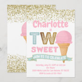 Ice Cream Two Sweet Gold Sprinkles 2e verjaardag i Kaart (Voorkant / Achterkant)
