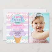 Ice Cream Uitnodiging Twee Zoete 2e Verjaardag (Voorkant)