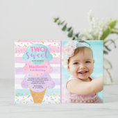 Ice Cream Uitnodiging Twee Zoete 2e Verjaardag (Staand voorkant)