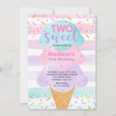 Ice Cream Uitnodiging Twee Zoete 2e Verjaardag (Voorkant)