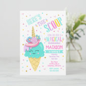 Ice Cream Unicorn Birthday Invitation Magical Kaart (Staand voorkant)