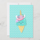 Ice Cream Unicorn Birthday Invitation Magical Kaart (Achterkant)