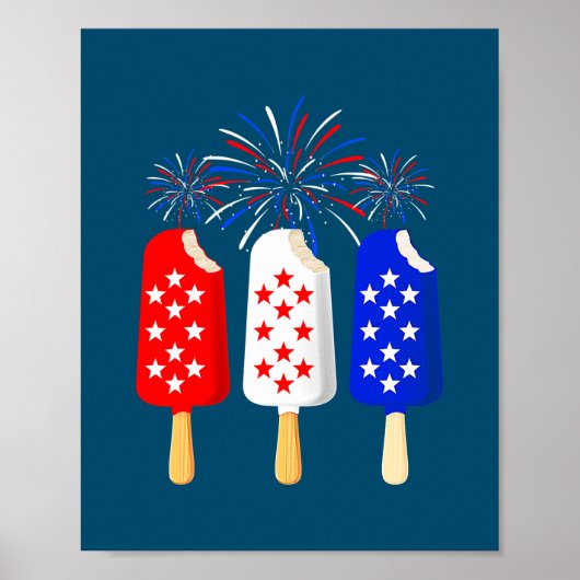 Ice Cream USA Vlag Vuurwerk op vierde dag van onaf Poster (Voorkant)